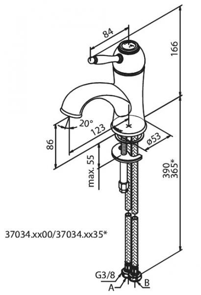 Damixa Tradition 1 grebs h&aring;ndvaskarmatur u/bundventil - Poleret messing