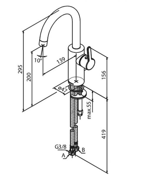 Damixa Silhouet håndvaskarmatur m/C-tud - Poleret messing Damixa Silhouet håndvaskarmatur m/C-tud - Poleret messing