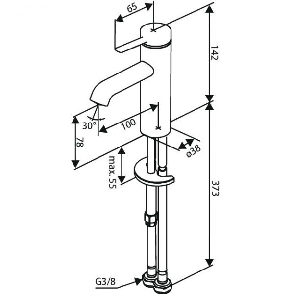Damixa Iris S håndvaskarmatur u/bundventil m/koldstart - Børstet grafitgrå Damixa Iris S håndvaskarmatur u/bundventil m/koldstart - Børstet grafitgrå