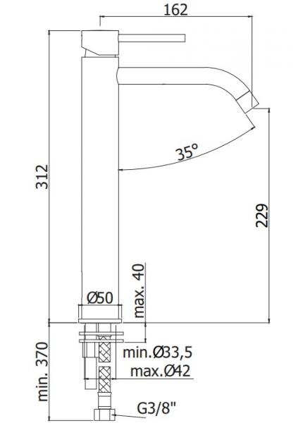 Lavabo Mira 050 h&oslash;j h&aring;ndvaskarmatur  - Krom