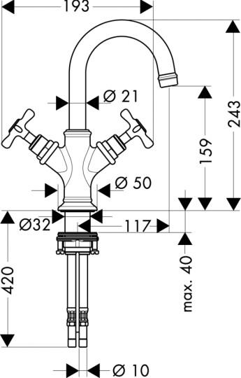 AXOR Montreux 160 h&aring;ndvaskarmatur m/svingtud - krom