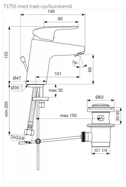 Ideal Standard Ceraflex h&aring;ndvaskbatteri m/bundventil