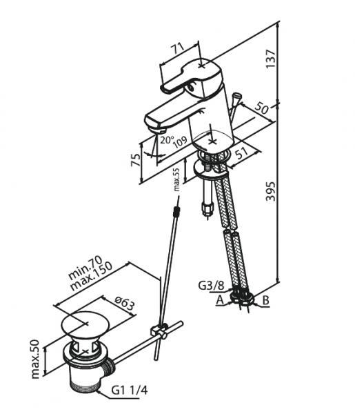 Damixa Pine m/bundventil - Krom Damixa Pine m/bundventil - Krom