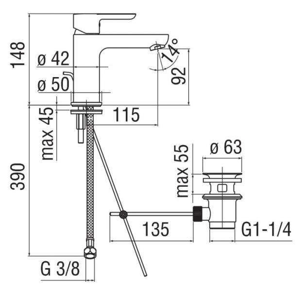 Alterna Image H&aring;ndvaskarmatur m/ bundventil - Krom