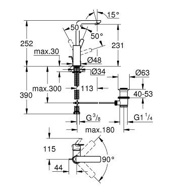 Grohe Lineare New L h&aring;ndvaskarmatur m/svingtud - Krom