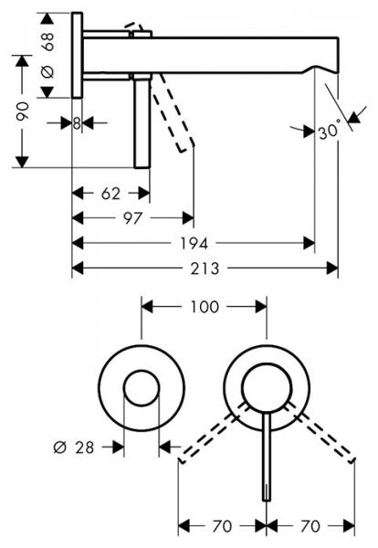 hansgrohe Zesis S armatur indbygning i v&aelig;g 19,4 cm - Mat sort