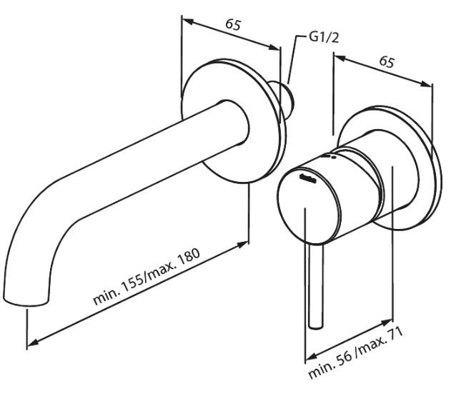Damixa Osier armatur til indbygning i væg - Børstet messing Damixa Osier armatur til indbygning i væg - Børstet messing