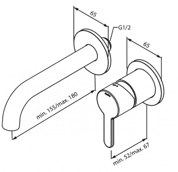 Damixa Silhouet armatur til indbygning i v&aelig;g - Steel