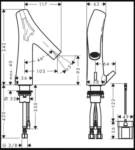 AXOR Starck Organic ber&oslash;ringsfri vandhane m/batteri