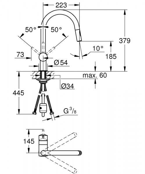 Grohe Minta New køkkenarmatur m/udtræk og sæbedispenser - Børstet warm sunset Grohe Minta New køkkenarmatur m/udtræk og sæbedispenser - Børstet warm sunset