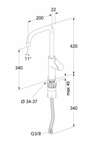 Gustavsberg Epic k&oslash;kkenarmatur m/h&oslash;j tud - Krom