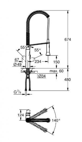Grohe K7 etgrebs k&oslash;kkenarmatur m/udtr&aelig;k