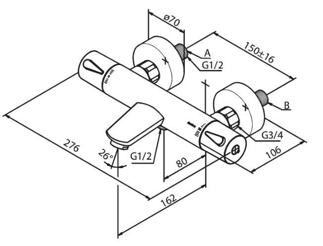 Damixa Silhouet termostatarmatur til kar/brus - B&oslash;rstet kobber