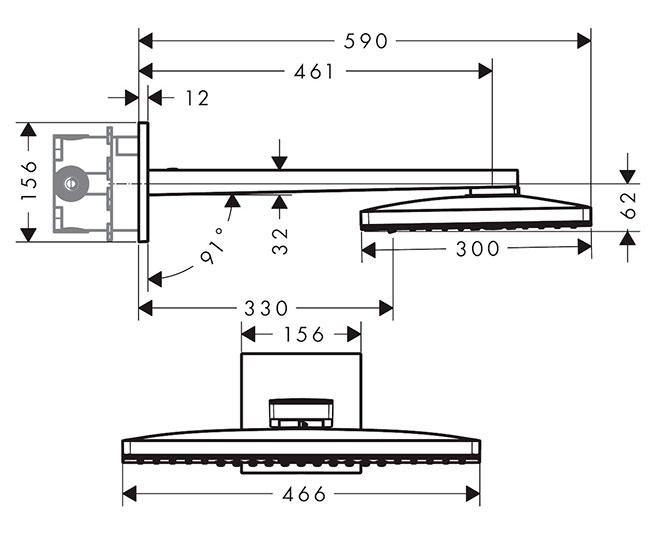 hansgrohe Rainmaker Select 460 firkantet hovedbruser 2jet - Hvid/krom