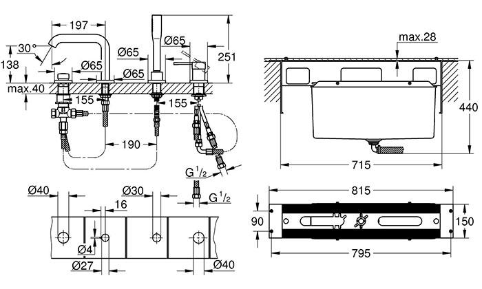 Grohe Essence komplet badekararmatur t/karkant - Krom Grohe Essence komplet badekararmatur t/karkant - Krom