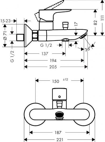 hansgrohe Talis E badekararmatur - B&oslash;rstet bronze