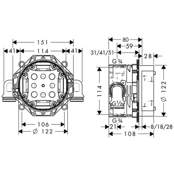 Hansgrohe iBox universal med l&aelig;kagesikringer