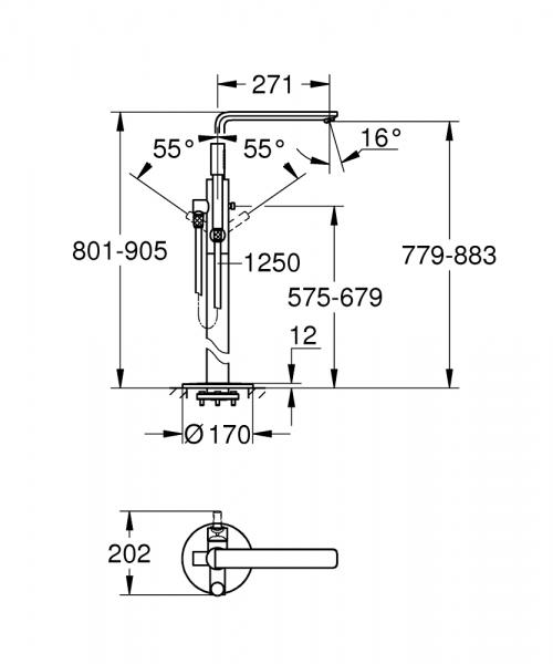 Grohe Lineare fritstående badekararmatur - Krom Grohe Lineare fritstående badekararmatur - Krom