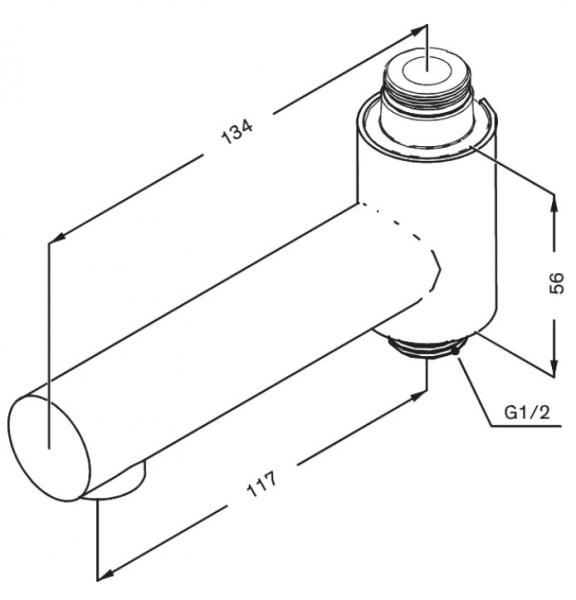 Damixa svingtud med omskifter - B&oslash;rstet kobber