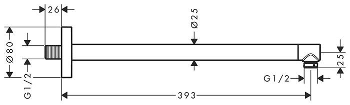 hansgrohe bruserb&oslash;jning 39 cm - Krom