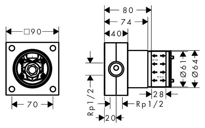 hansgrohe indbygningsdel til hovedbruser 2jet