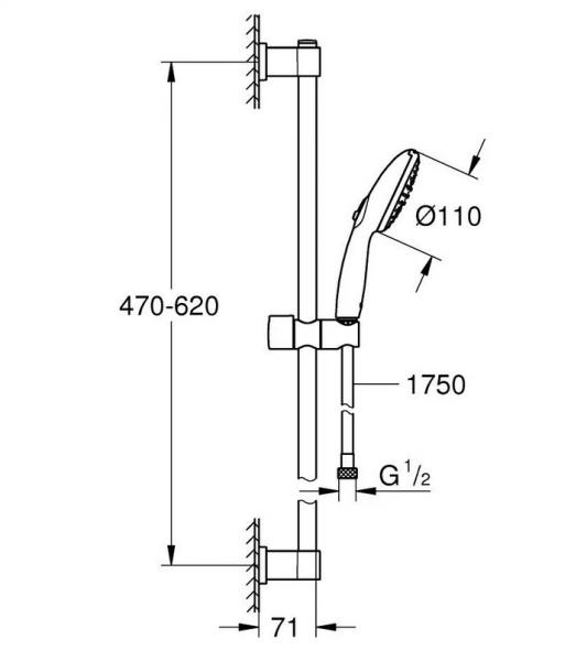Grohe Vitalio Start 110 bruses&aelig;t 2 sprays - Mat sort
