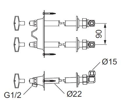 FM Mattsson dobbelt udendørshane 15x1000mm FM Mattsson dobbelt udendørshane 15x1000mm