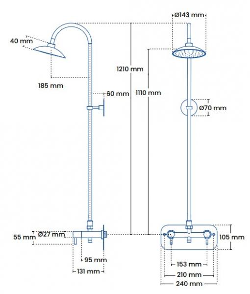Frostline Eqi frostfri udebruser t/v&aelig;g - 300-550 mm - Rustfrit st&aring;l