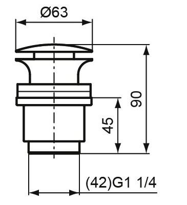 B&oslash;rma Push-open bundventil 1 1/4" - krom