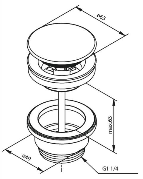 Damixa bundventil, altid åben - Krom Damixa bundventil, altid åben - Krom
