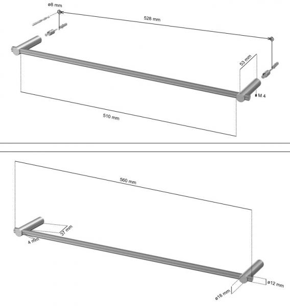 Cool Line enkelt h&aring;ndkl&aelig;deholder - Matb&oslash;rstet st&aring;l