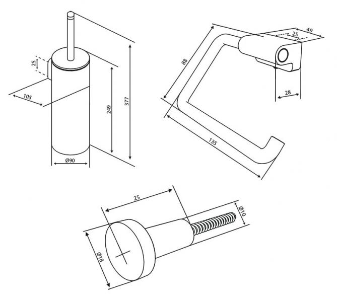 Damixa Zen tilbeh&oslash;rspakke til badev&aelig;relset - Mat sort