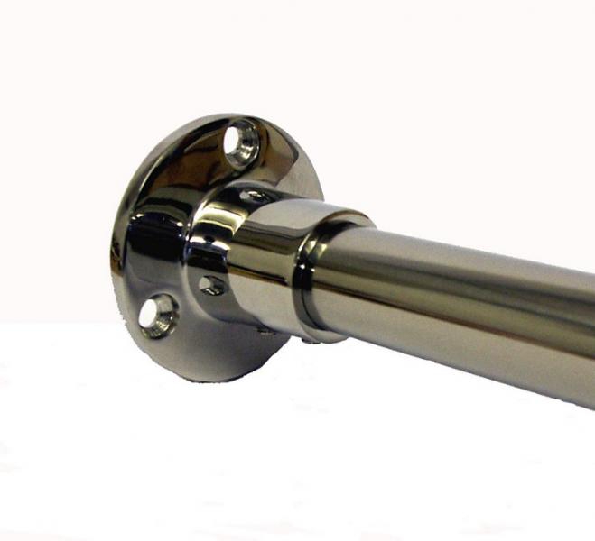 Van Der P Frithængende Forhængstang 100cm komplet m/flange - Rustfri stål Van Der P Frithængende Forhængstang 100cm komplet m/flange - Rustfri stål