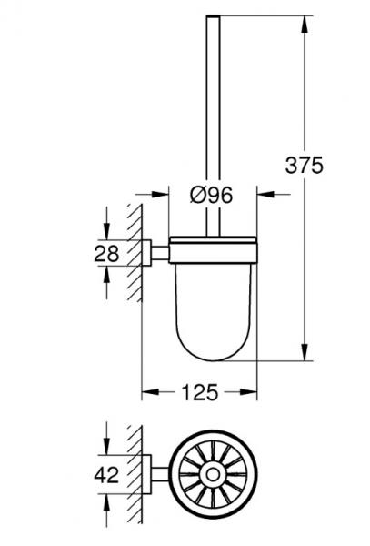 Grohe Essentials Cube toiletbørste t/væg - Supersteel Grohe Essentials Cube toiletbørste t/væg - Supersteel