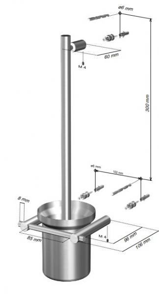 Cool Line toiletb&oslash;rste t/v&aelig;g - Matb&oslash;rstet st&aring;l