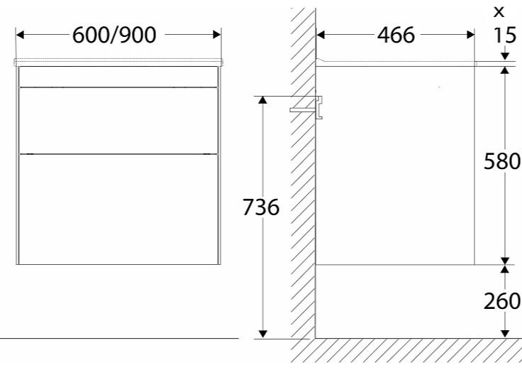 Ifö Sense møbelpakke 60 m/skuffer - Hvid Ifö Sense møbelpakke 60 m/skuffer - Hvid