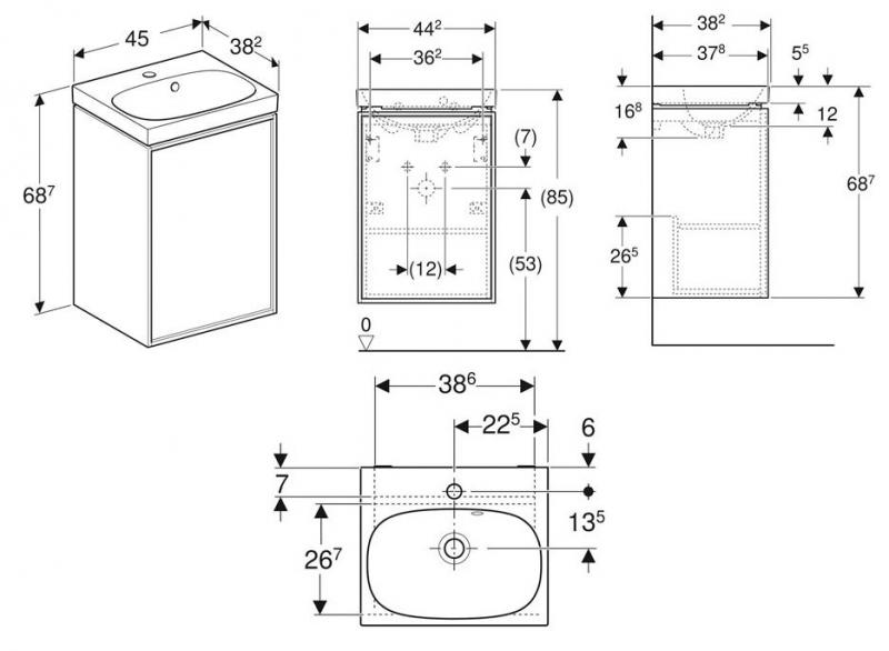 Ifö Sense Art 45 kompakt møbelsæt m/låge - Mat hvid Ifö Sense Art 45 kompakt møbelsæt m/låge - Mat hvid