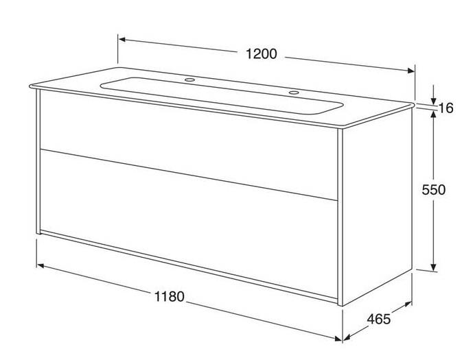Gustavsberg Artic 120 m&oslash;bels&aelig;t m/sort dobbeltvask - Askegr&aring;
