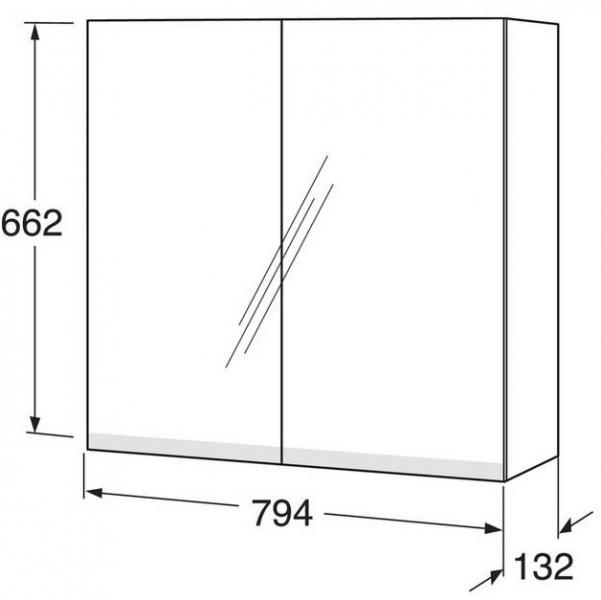 Gustavsberg spejlskab Artic 80 - Askegr&aring;