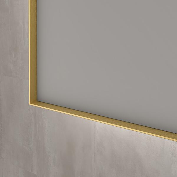 Sanibell Ink SP32 firkantet spejl m/backlight, varme og sensor 100 x 80 cm - B&oslash;rstet mat guld