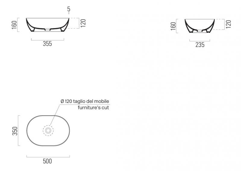 GSI Pura 50 oval fritstående bowlevask - Uden hanehul - Ardesia GSI Pura 50 oval fritstående bowlevask - Uden hanehul - Ardesia