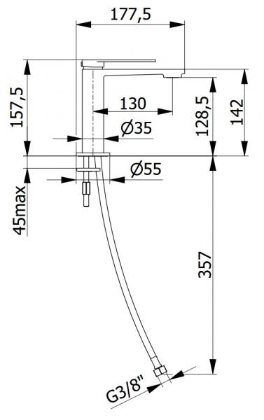 Cass&oslash;e Edge h&aring;ndvaskarmatur m/pop-up bundventil - Mat sort