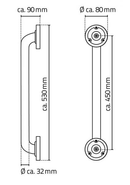 Ridder Assistent badekargreb - 45 cm - Sort alu
