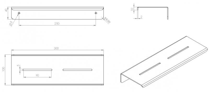 Cass&oslash;e A5 brusehylde, vendbar - Poleret messing