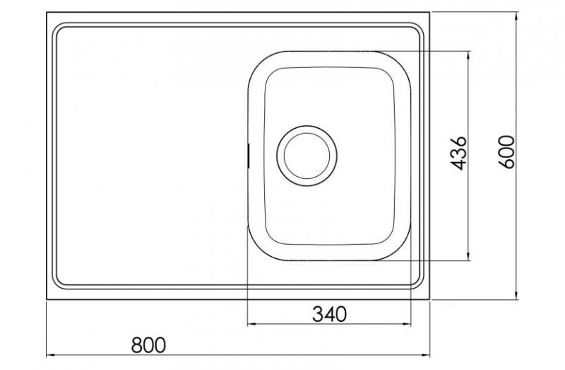 Intra AF08-KV st&aring;lbordplade k&oslash;kkenvask - Vendbar - 80 cm
