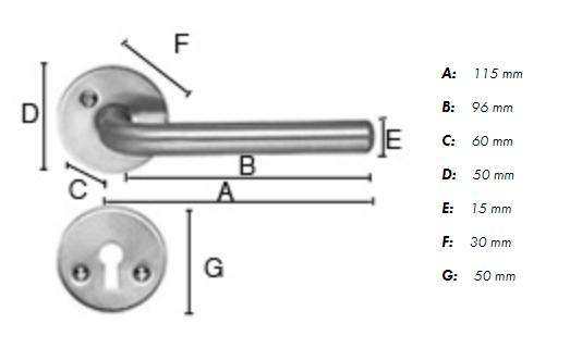 Beslagsboden indend&oslash;rs d&oslash;rgreb inkl n&oslash;gleskilt B283 - B&oslash;rstet krom