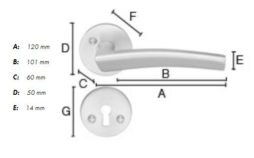 Beslagsboden rund indend&oslash;rs d&oslash;rgreb inkl n&oslash;gleskilt - Mat sort - S&aelig;t &aacute; 4 stk