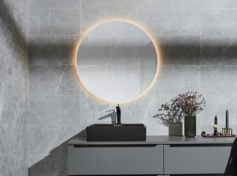 Cass&oslash;e rundt spejl &Oslash;80 cm med backlight