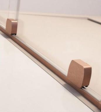 Strømberg Faro 12 walk-in brusevæg m/skydedør 800mm - Klart glas/børstet kobber Strømberg Faro 12 walk-in brusevæg m/skydedør 800mm - Klart glas/børstet kobber