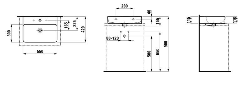 Laufen Val Compact 55 bowlevask op til v&aelig;g - 1 hanehul - LCC